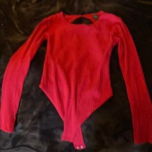 Long sleeve red body suit